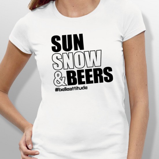 Tshirt ski SUN SNOW AND BEERS femme